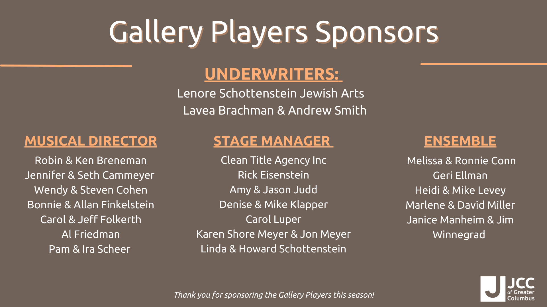 Plaza Suite Sponsors GP